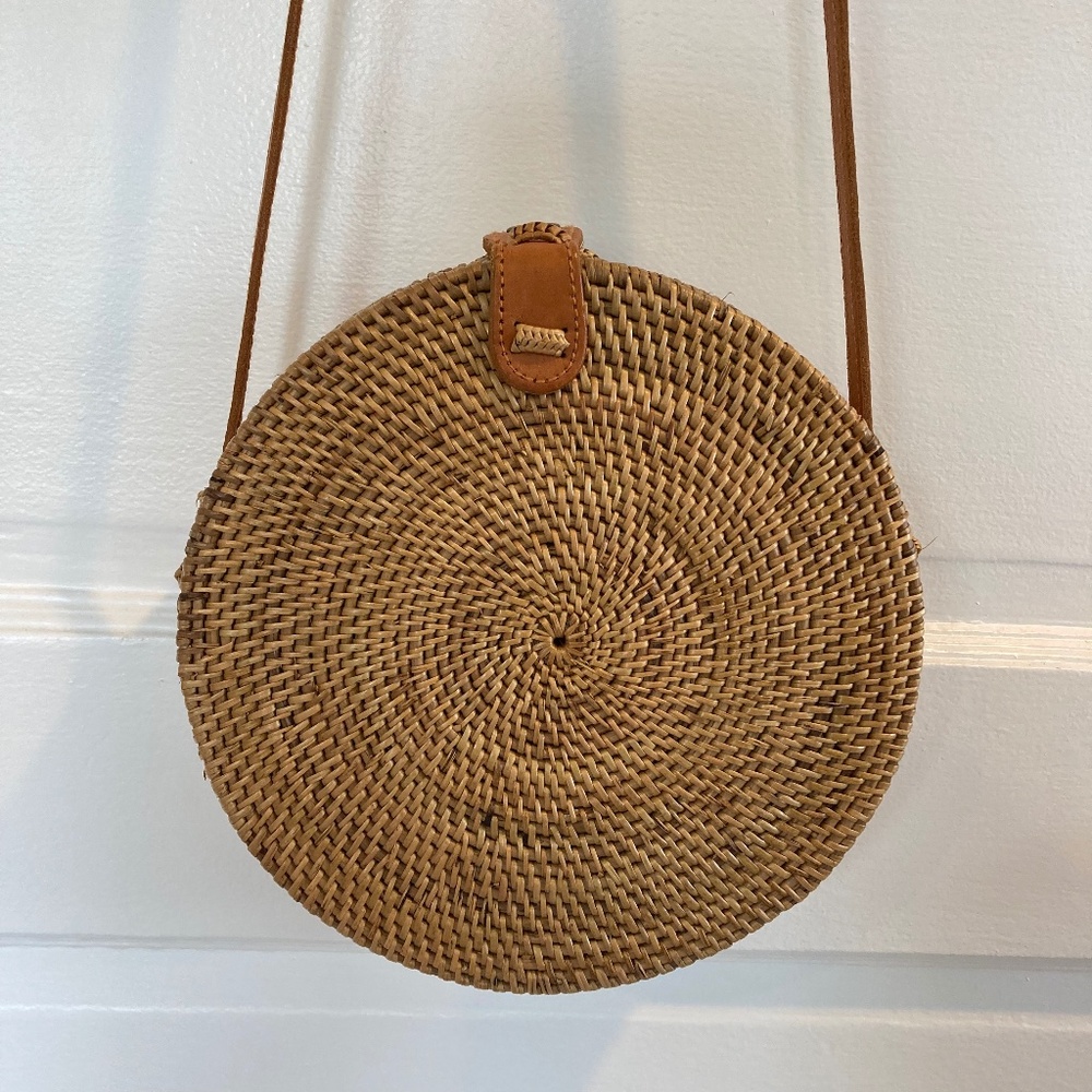 Ata grass and leather round bag